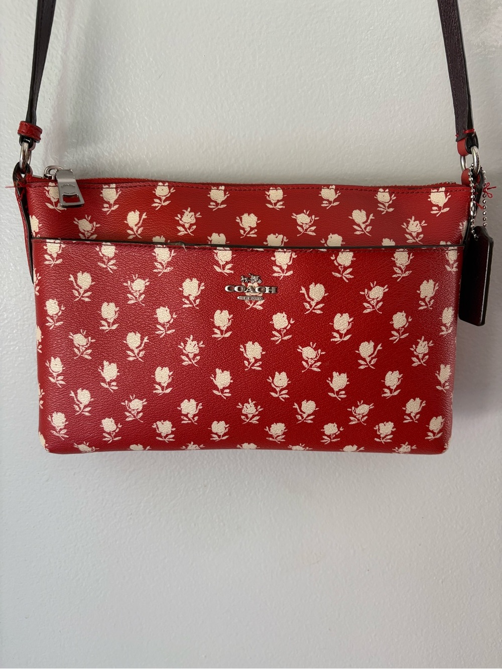 Coach Red Rose Print Crossbody Bag